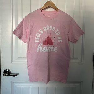 Disneyland “Feels good to be home” Pink Cinderella Castle Shirt | NWT